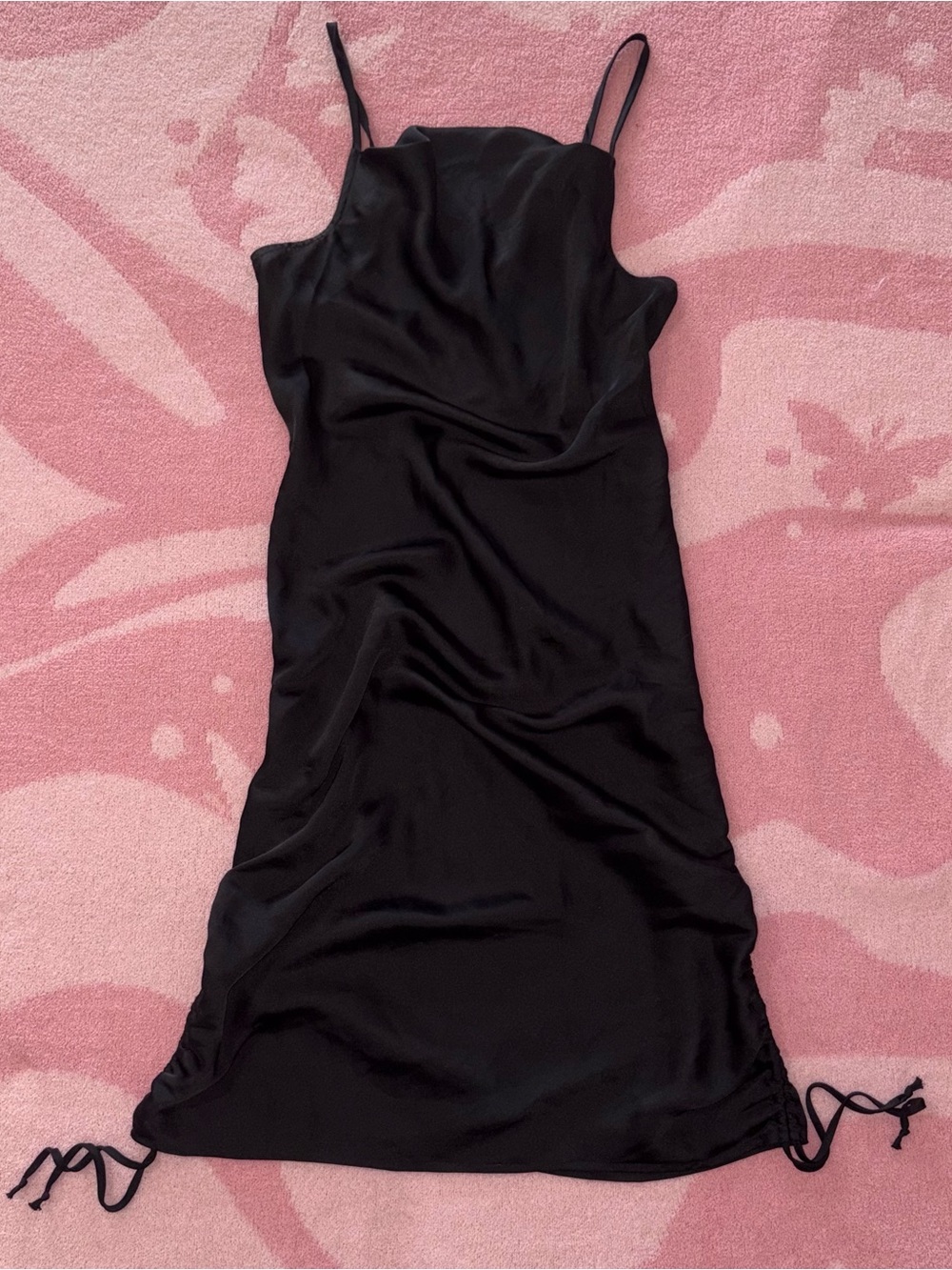 Express Black Satin Cowl Neck Slip Dress